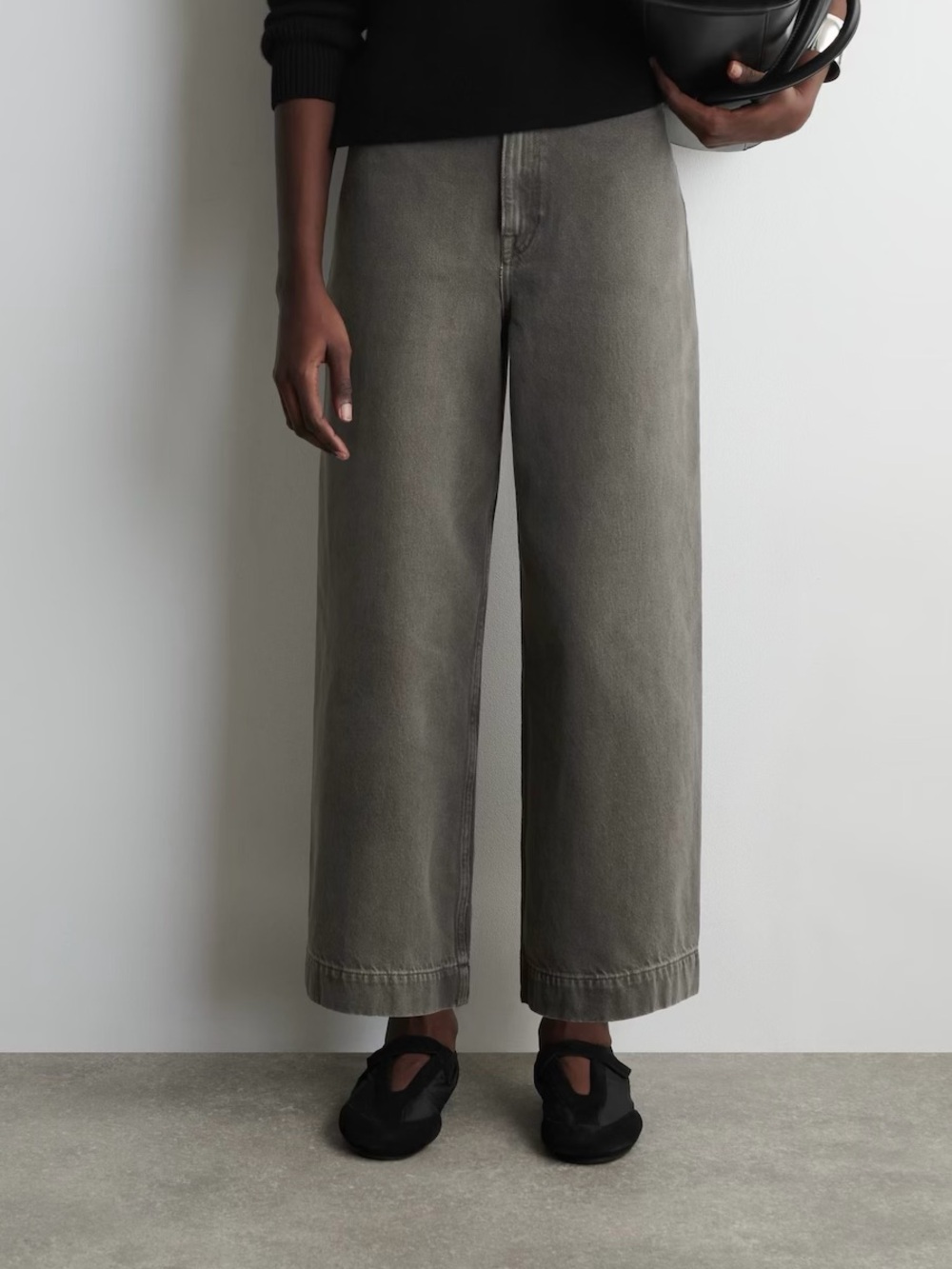 COS CROPPED WIDE-LEG DENIM PANTS